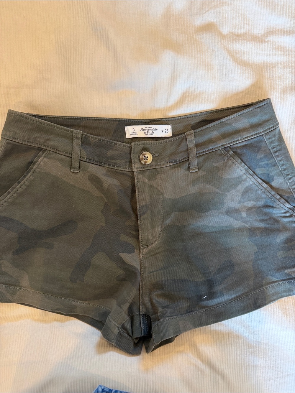 Abercrombie & Fitch Olive Camo Bike Shorts